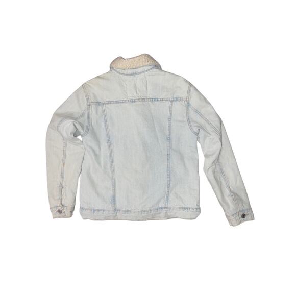 Garage Coupe Girlfriend Fit Small Denim Jean Sherpa Lined Jean Jacket Size P/S - Picture 2 of 4